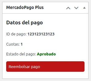 MercadoPago Plus en los detalles de una orden