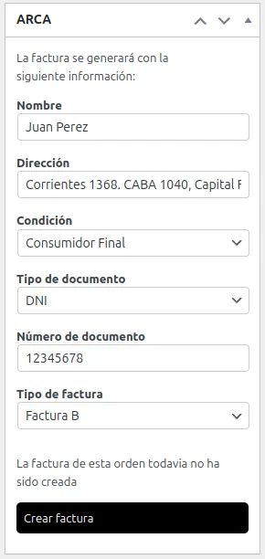 Orden sin factura
