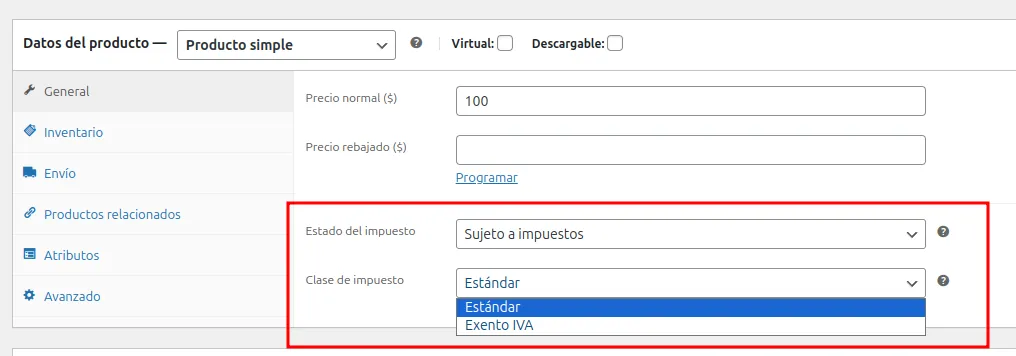 Ajustes de impuesto sin IVA en WooCommerce