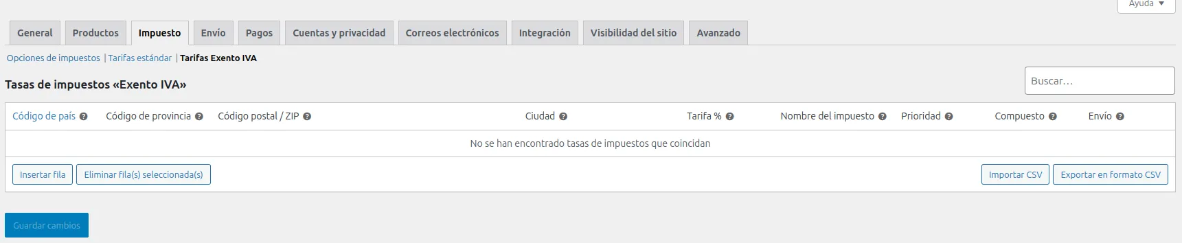 Ajustes de impuesto sin IVA en WooCommerce